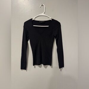 Narciso Rodriguez Virgin Wool V Neck Black Sweater Size 8